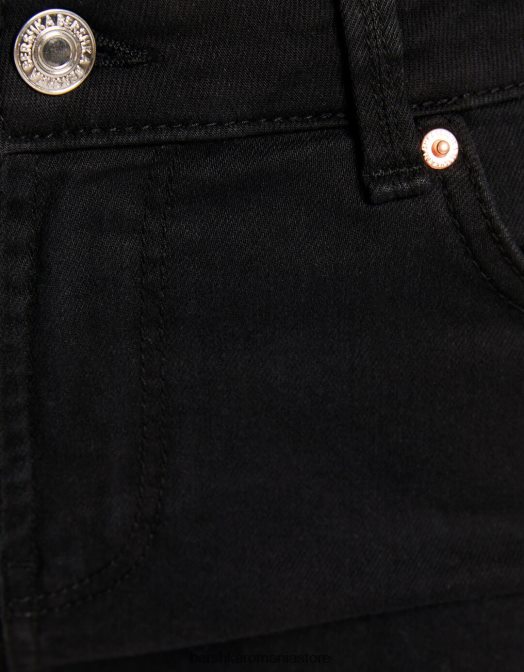 Bershka unisex pantaloni scurți din twill confortabil cu tiv răsucite negru Z86D4029 îmbrăcăminte