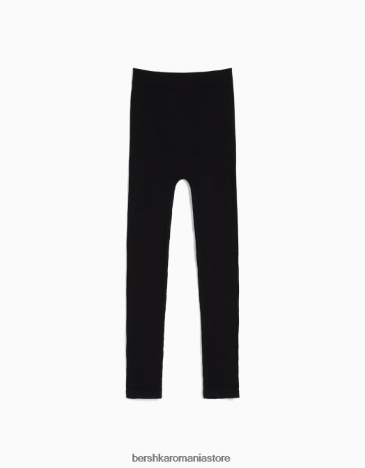 Bershka unisex jambiere cu coaste fără cusături negru Z86D3906 îmbrăcăminte