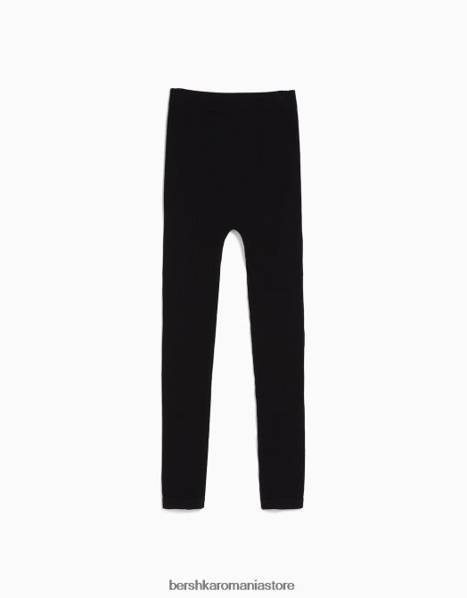 Bershka unisex jambiere cu coaste fără cusături negru Z86D3906 îmbrăcăminte