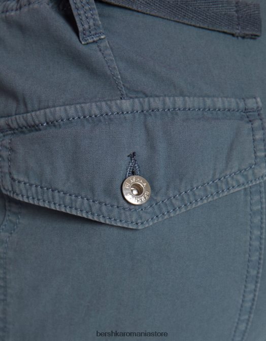 Bershka unisex pantaloni cargo ajustabili cu ajustare dreaptă albastru Z86D3869 îmbrăcăminte