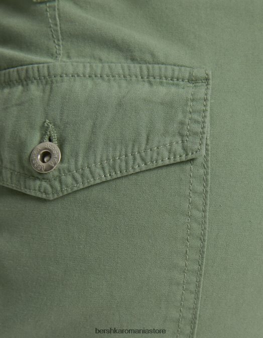 Bershka unisex pantaloni cargo ajustabili cu ajustare dreaptă kaki Z86D3866 îmbrăcăminte