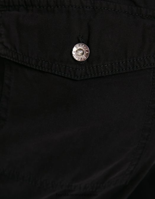 Bershka unisex pantaloni cargo ajustabili cu ajustare dreaptă negru Z86D3871 îmbrăcăminte