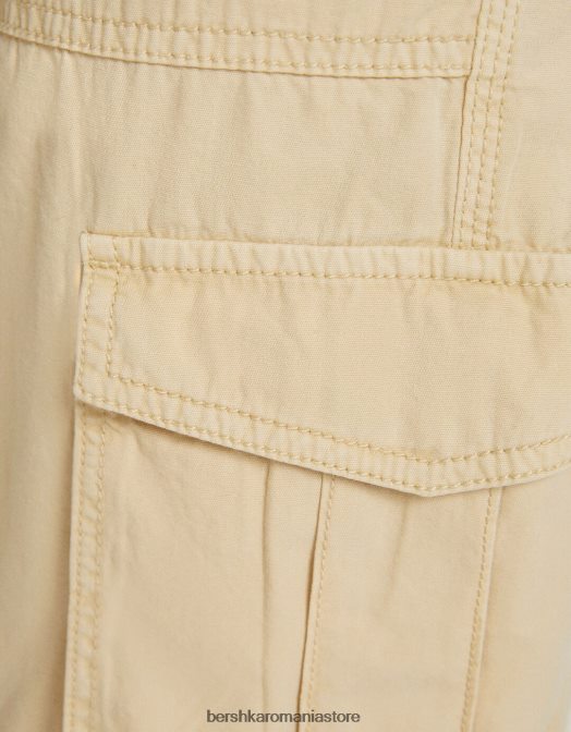 Bershka unisex pantaloni cargo ajustabili cu ajustare dreaptă nisip Z86D3868 îmbrăcăminte