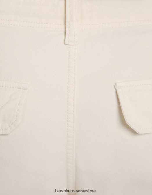 Bershka unisex pantaloni cargo ajustabili cu buzunare multiple cremă Z86D3872 îmbrăcăminte