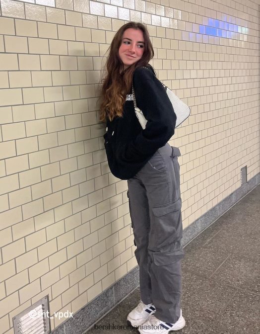 Bershka unisex pantaloni cargo ajustabili cu buzunare multiple gri inchis Z86D3874 îmbrăcăminte