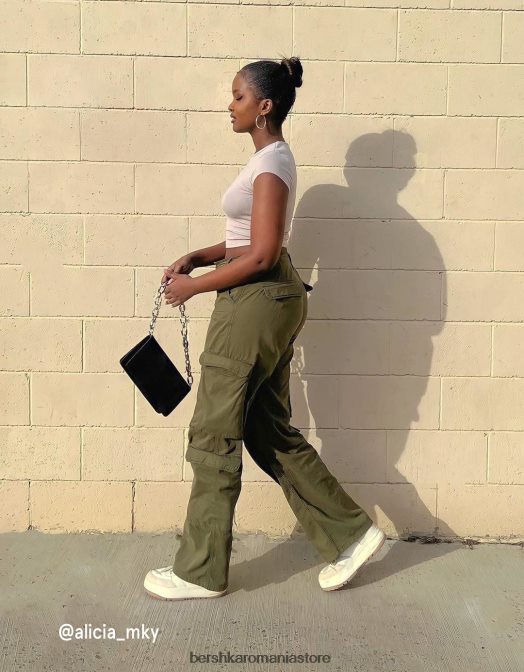 Bershka unisex pantaloni cargo ajustabili cu buzunare multiple kaki Z86D3878 îmbrăcăminte