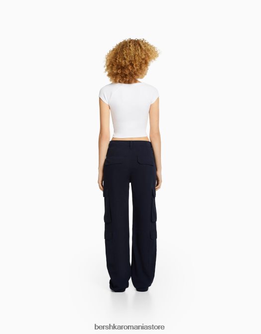 Bershka unisex pantaloni cargo ajustabili cu buzunare multiple marina Z86D3877 îmbrăcăminte