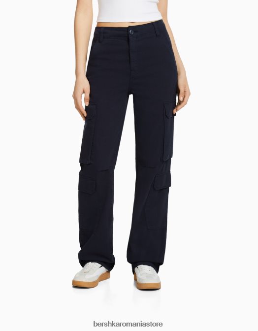 Bershka unisex pantaloni cargo ajustabili cu buzunare multiple marina Z86D3877 îmbrăcăminte