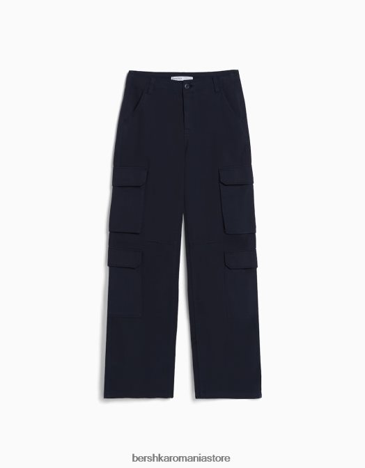 Bershka unisex pantaloni cargo ajustabili cu buzunare multiple marina Z86D3877 îmbrăcăminte