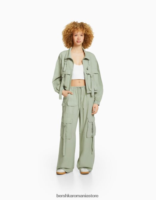 Bershka unisex pantaloni cargo rustic de caracatiță verde Z86D3887 îmbrăcăminte