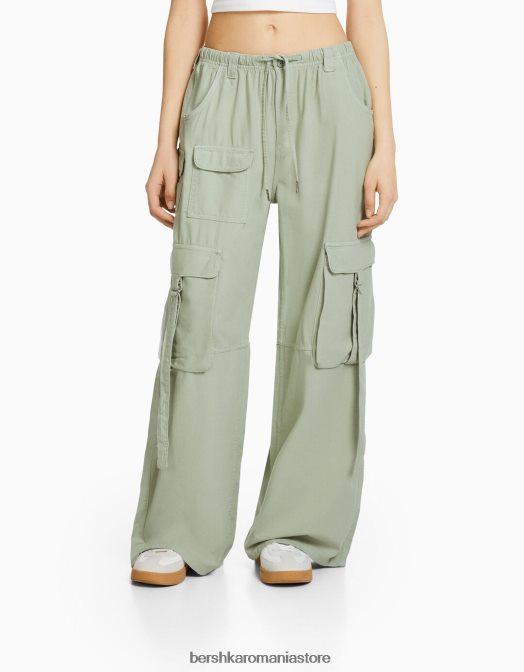 Bershka unisex pantaloni cargo rustic de caracatiță verde Z86D3887 îmbrăcăminte