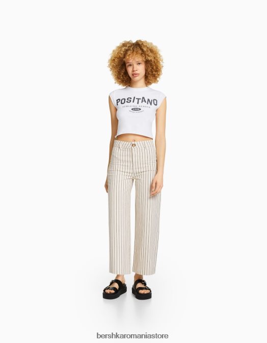 Bershka unisex pantaloni de bumbac cremă Z86D3909 îmbrăcăminte