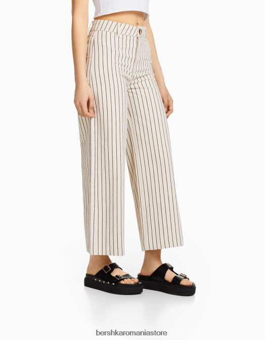 Bershka unisex pantaloni de bumbac cremă Z86D3909 îmbrăcăminte