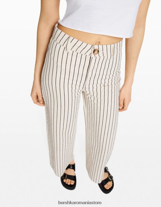 Bershka unisex pantaloni de bumbac cremă Z86D3909 îmbrăcăminte