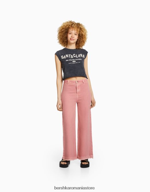 Bershka unisex pantaloni de bumbac roz Z86D3908 îmbrăcăminte