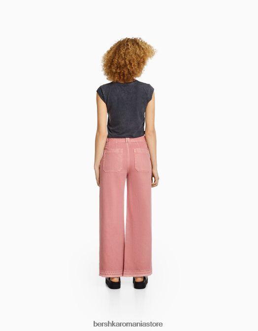 Bershka unisex pantaloni de bumbac roz Z86D3908 îmbrăcăminte