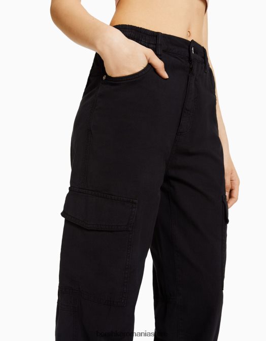 Bershka unisex pantaloni de jogging din bumbac, cu talie încrețită și buzunare negru Z86D3890 îmbrăcăminte