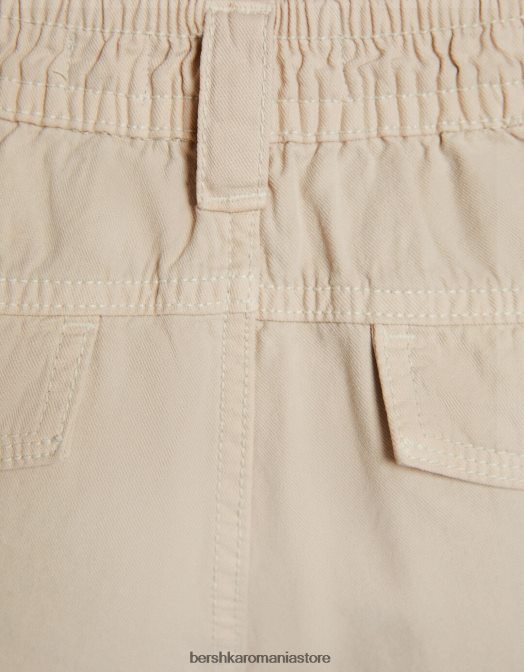 Bershka unisex pantaloni de jogging din bumbac, cu talie încrețită și buzunare nisip Z86D3891 îmbrăcăminte