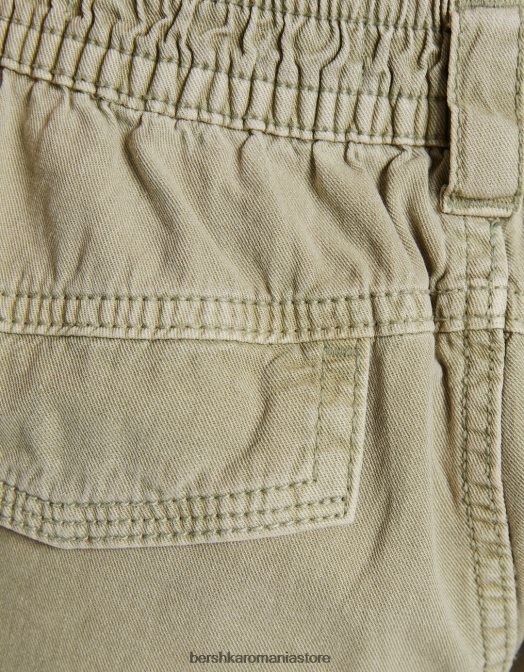 Bershka unisex pantaloni de jogging din bumbac, cu talie încrețită și buzunare verde Z86D3889 îmbrăcăminte