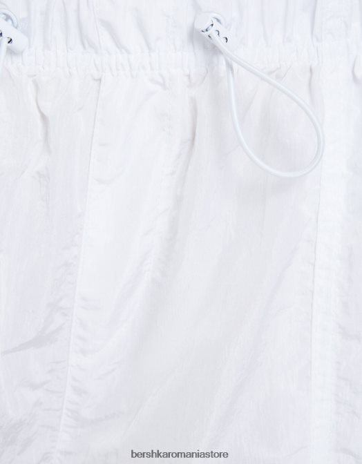 Bershka unisex pantaloni de nailon cu parașuta alb Z86D3893 îmbrăcăminte