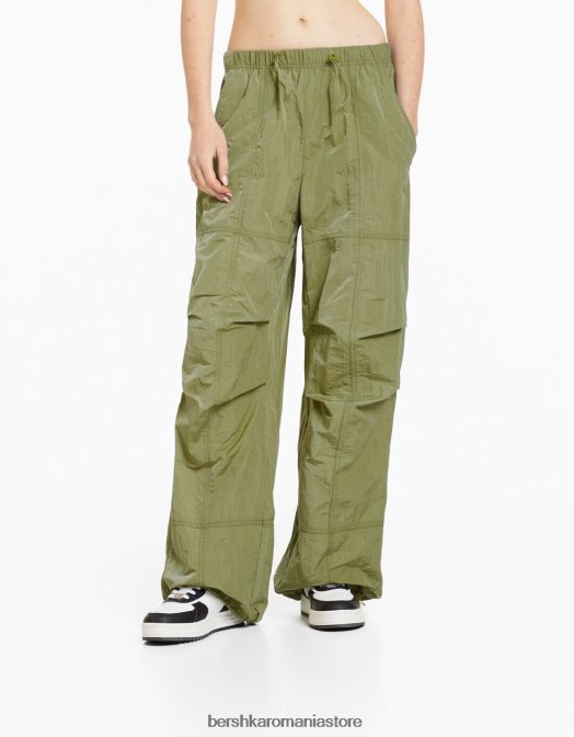 Bershka unisex pantaloni de nailon cu parașuta kaki Z86D3885 îmbrăcăminte
