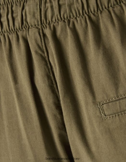 Bershka unisex pantaloni de trening cu parașută largi kaki Z86D3886 îmbrăcăminte