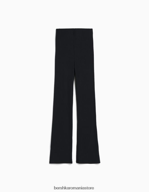 Bershka unisex pantaloni pantaloni evazați cu coaste gri inchis Z86D3880 îmbrăcăminte