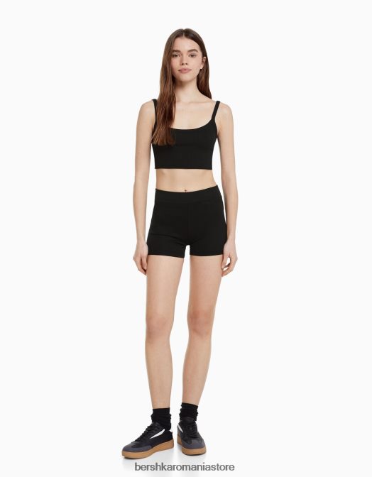 Bershka unisex pantaloni scurți culotte negru Z86D3883 îmbrăcăminte