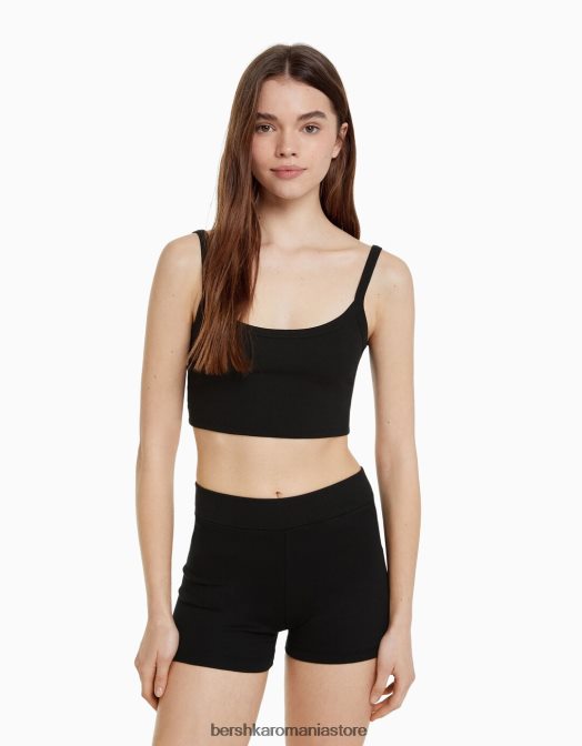 Bershka unisex pantaloni scurți culotte negru Z86D3883 îmbrăcăminte