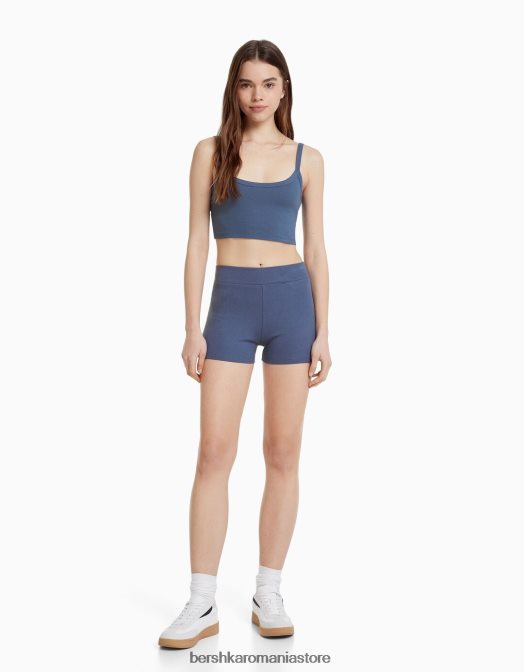 Bershka unisex pantaloni scurți culotte spălat albastru Z86D3882 îmbrăcăminte