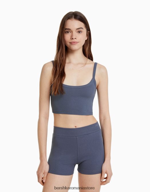 Bershka unisex pantaloni scurți culotte spălat albastru Z86D3882 îmbrăcăminte