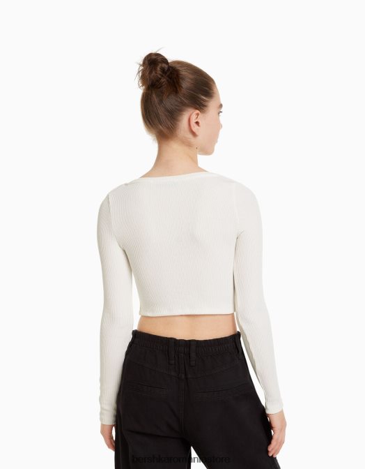 Bershka unisex cardigan cu nasturi alb Z86D4141 îmbrăcăminte