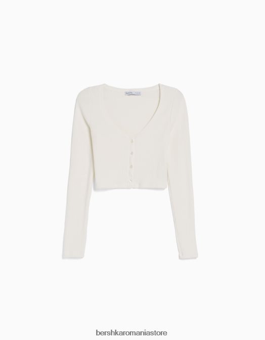 Bershka unisex cardigan cu nasturi alb Z86D4141 îmbrăcăminte