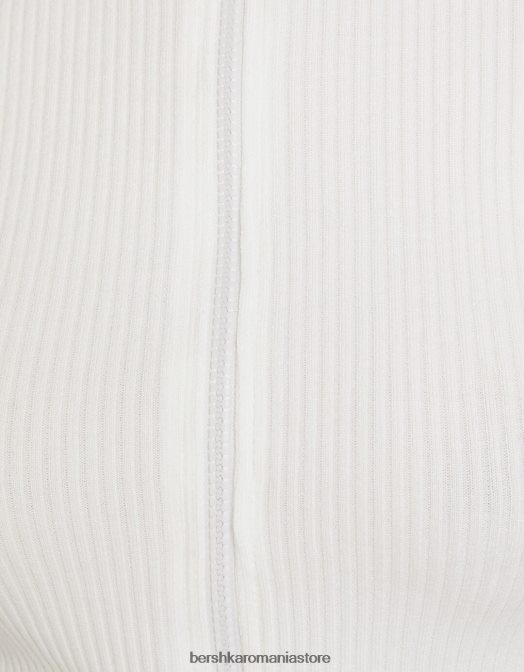 Bershka unisex cardigan decupat cu gât înalt, cu fermoar aproape alb Z86D4123 îmbrăcăminte