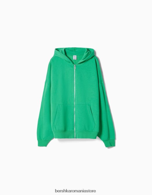 Bershka unisex hanorac supradimensionat cu fermoar verde Z86D4127 îmbrăcăminte