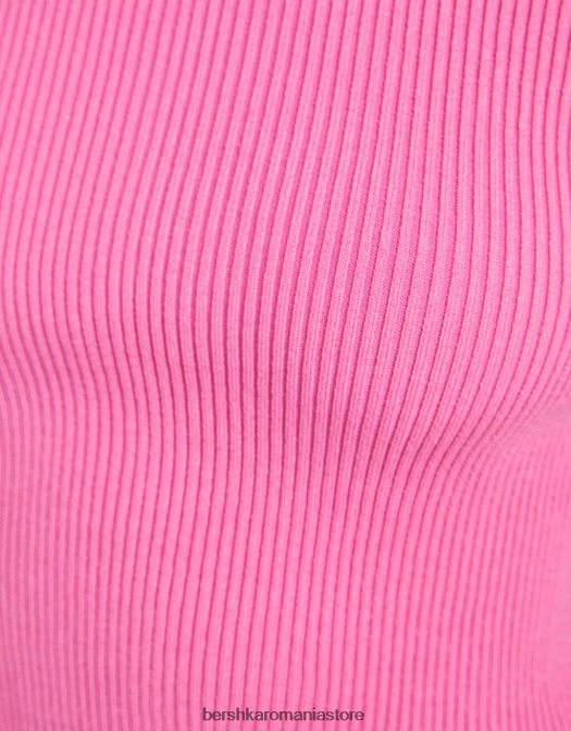 Bershka unisex pulover cu mânecă scurtă cu nervuri roz Z86D4120 îmbrăcăminte