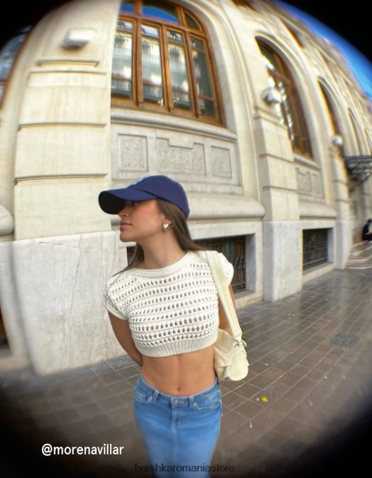 Bershka unisex pulover din tricot deschis cu maneca scurta cremă Z86D3713 îmbrăcăminte