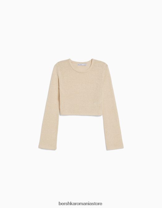 Bershka unisex pulover rustic cu decolteu cremă Z86D4147 îmbrăcăminte