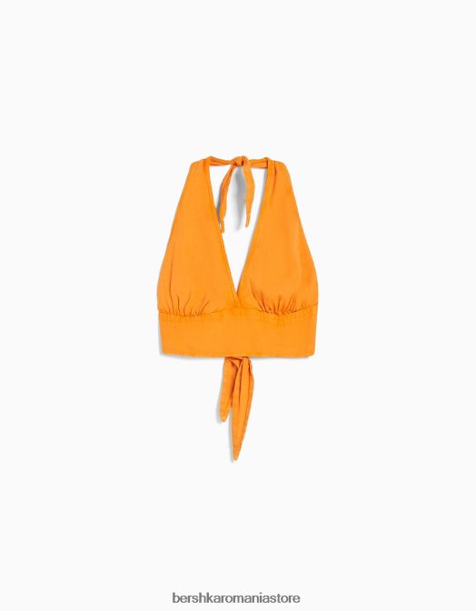 Bershka unisex Crop top rustic din amestec de in portocale Z86D3772 îmbrăcăminte