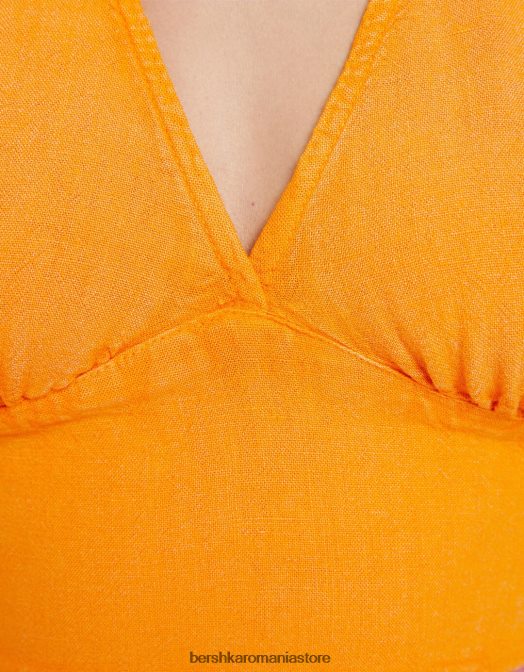 Bershka unisex Crop top rustic din amestec de in portocale Z86D3772 îmbrăcăminte