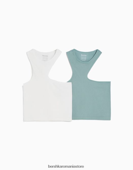 Bershka unisex Pachet de 2 topuri asimetrice fără cusături multicolor Z86D3730 îmbrăcăminte