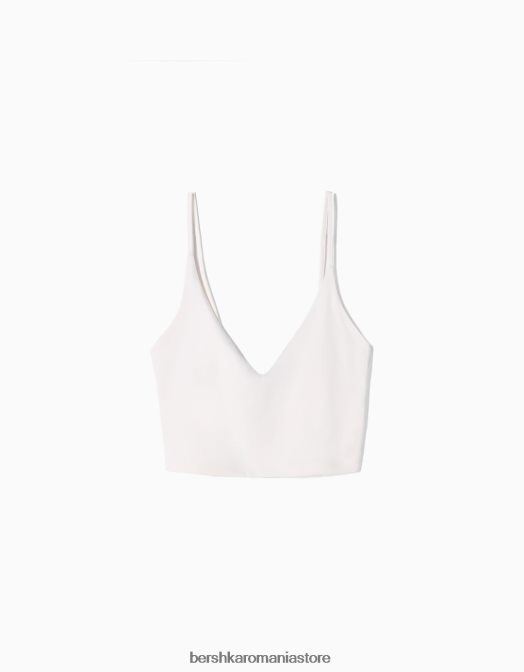 Bershka unisex crop top cu bretele alb Z86D3756 îmbrăcăminte