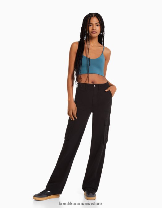 Bershka unisex crop top cu bretele albastru Z86D3763 îmbrăcăminte