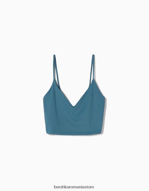 Bershka unisex crop top cu bretele albastru Z86D3763 îmbrăcăminte