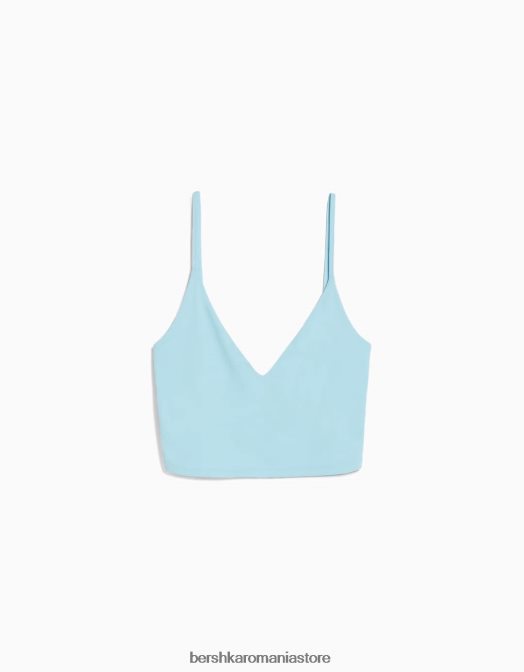 Bershka unisex crop top cu bretele albastru deschis Z86D3762 îmbrăcăminte