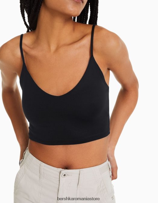 Bershka unisex crop top cu bretele negru Z86D3760 îmbrăcăminte
