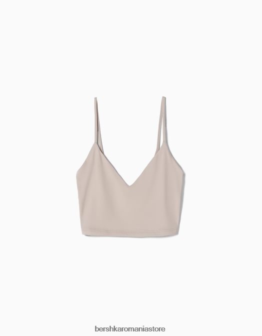 Bershka unisex crop top cu bretele nisip Z86D3761 îmbrăcăminte