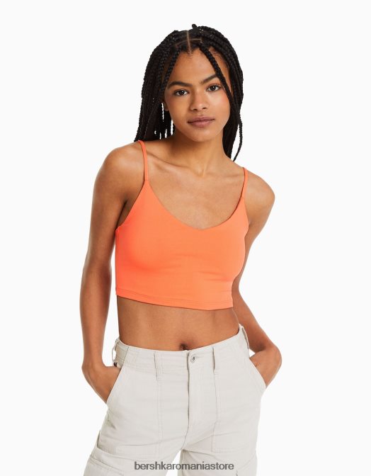 Bershka unisex crop top cu bretele portocale Z86D3758 îmbrăcăminte