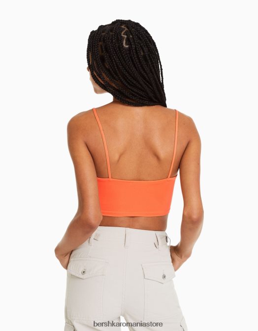 Bershka unisex crop top cu bretele portocale Z86D3758 îmbrăcăminte