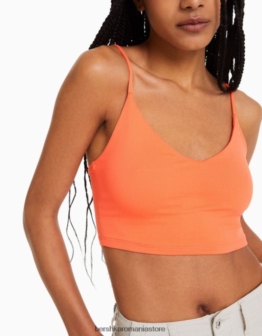 Bershka unisex crop top cu bretele portocale Z86D3758 îmbrăcăminte